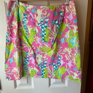 Vintage Lilly Pulitzer Pink and Green Patterned Skirt Size 8